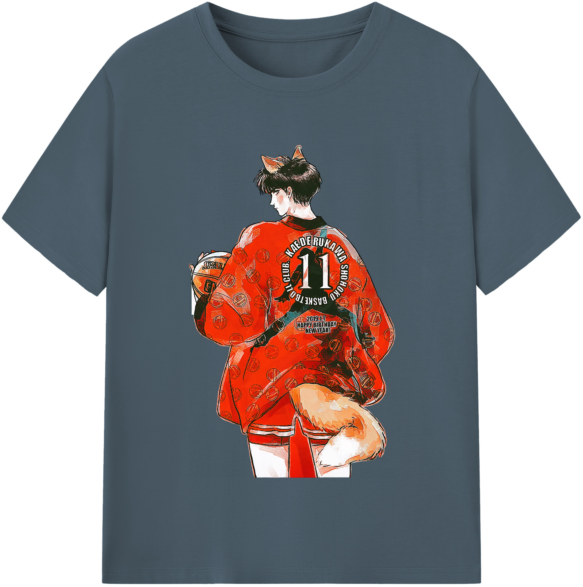 SLAM DUNK／スラムダンク 綿100％半袖Tシャツ（フロントプリント）